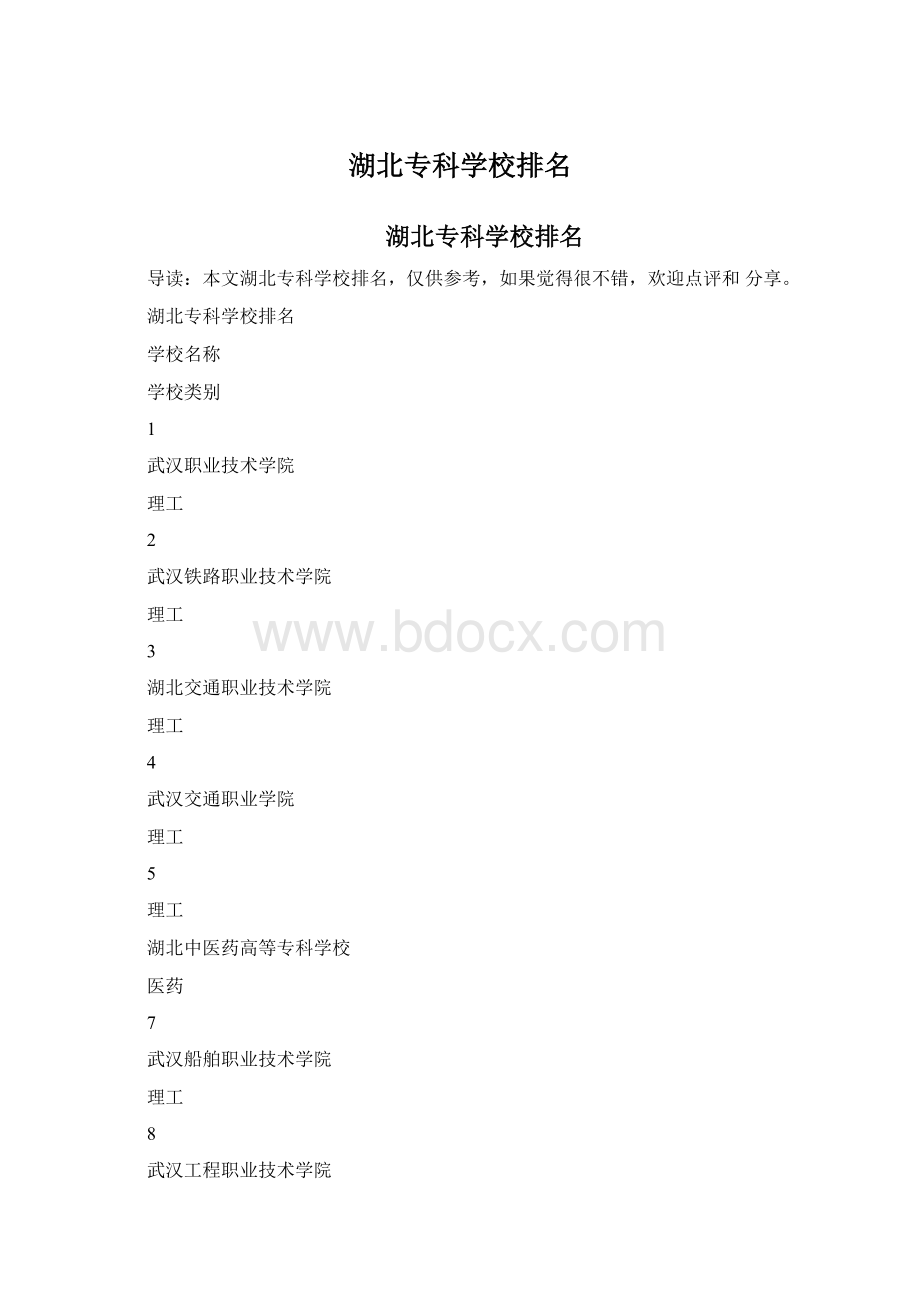 湖北专科学校排名.docx