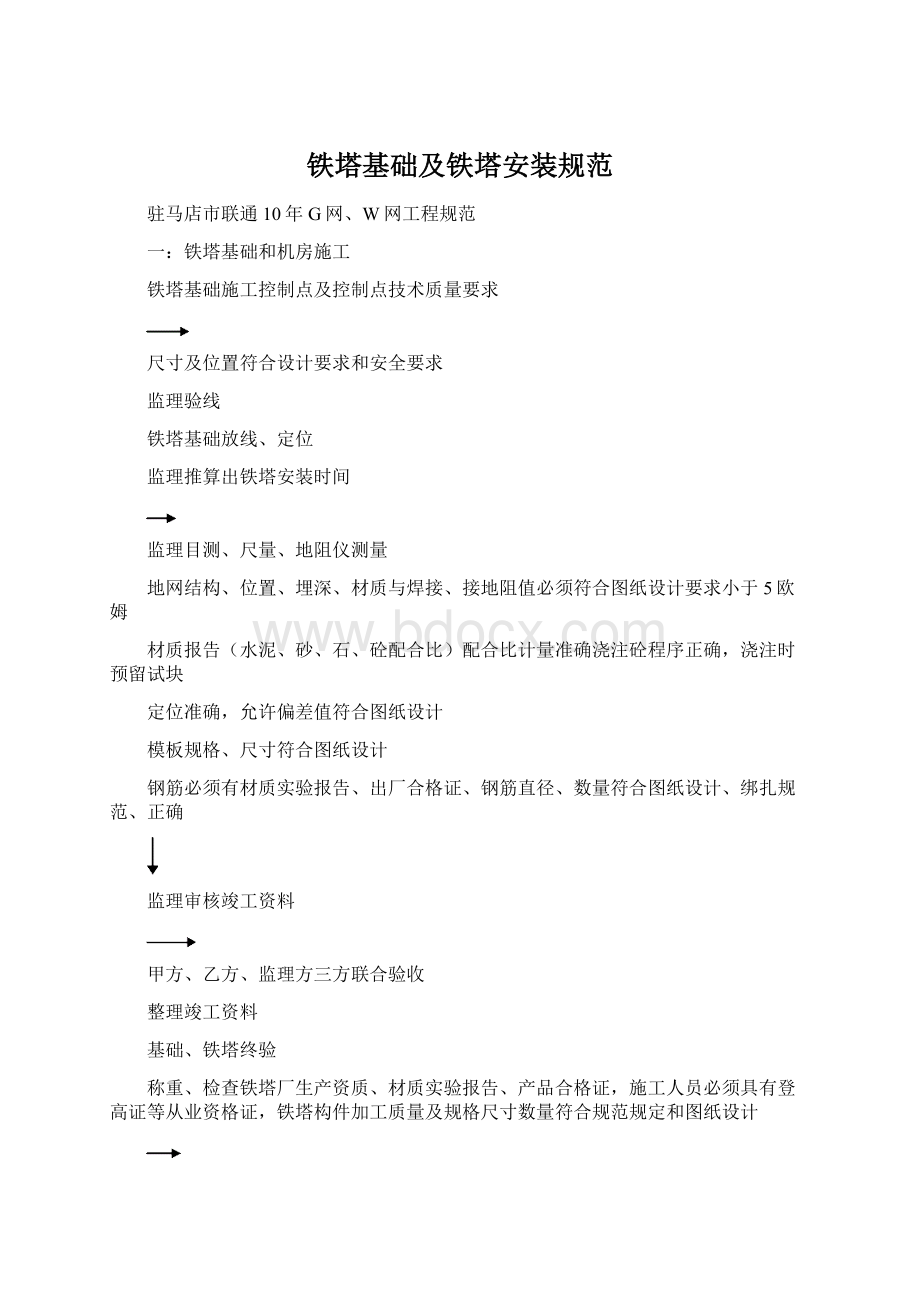 铁塔基础及铁塔安装规范.docx