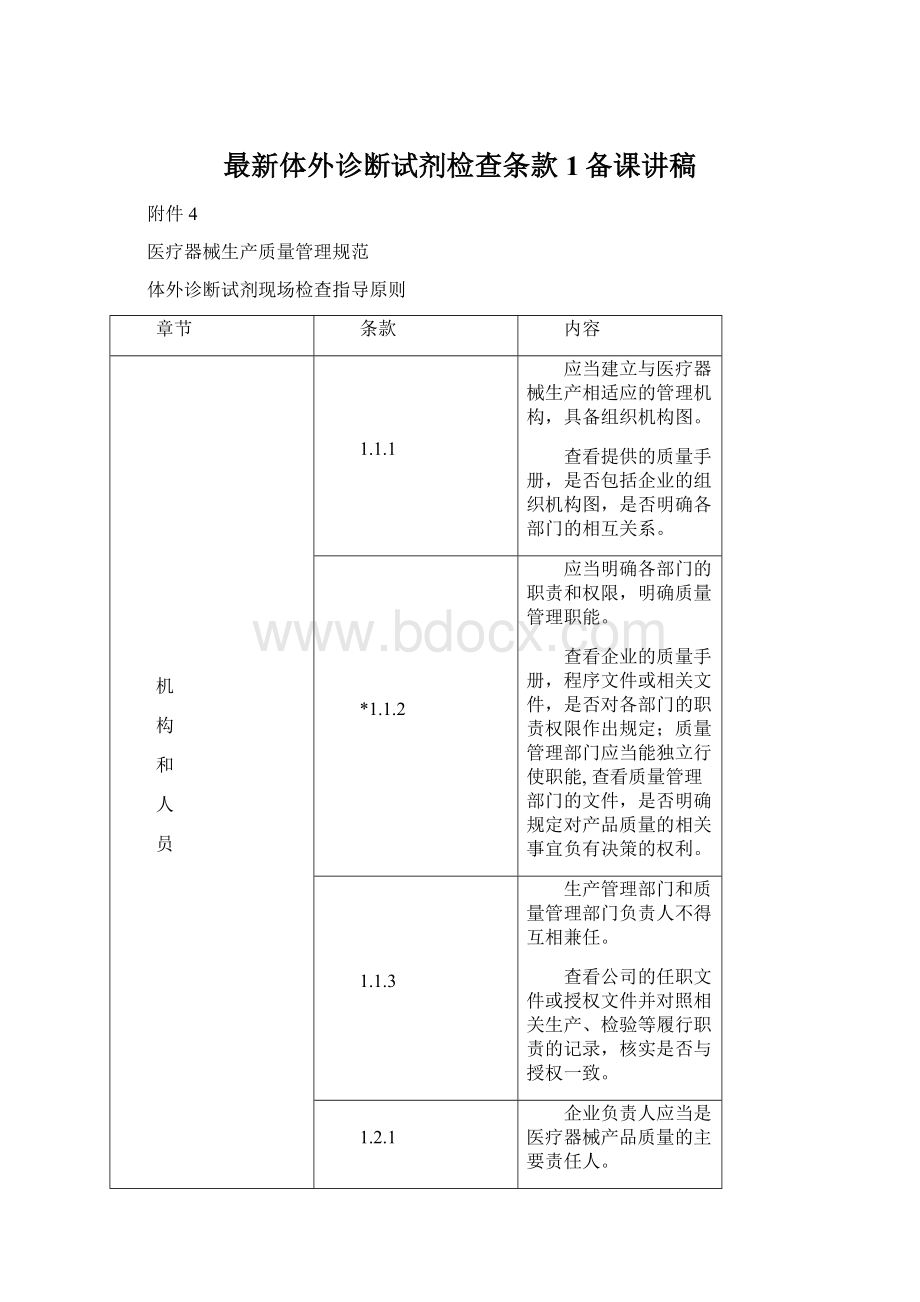 最新体外诊断试剂检查条款1备课讲稿.docx_第1页