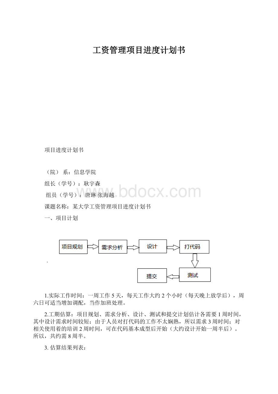 工资管理项目进度计划书.docx