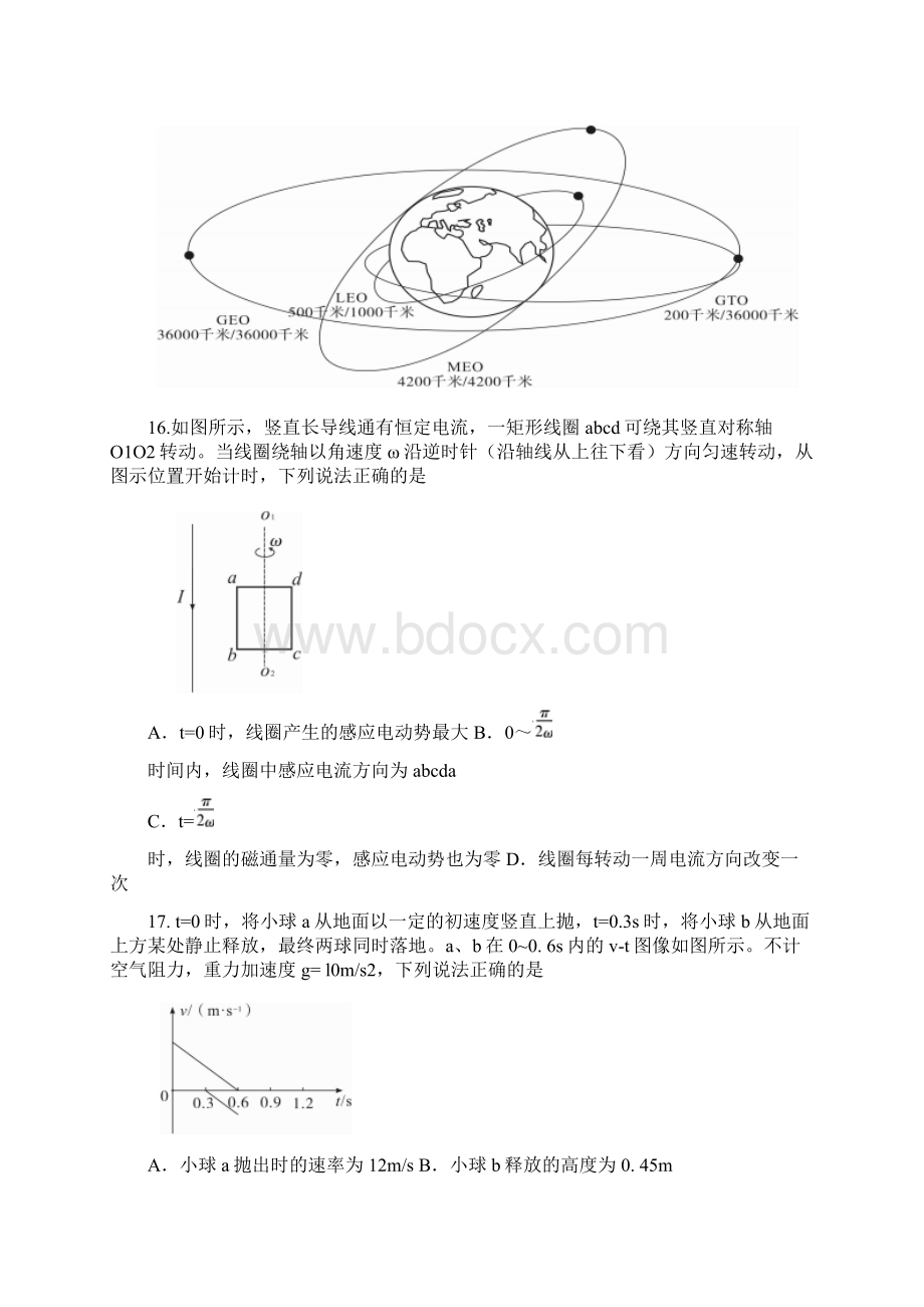 武汉市届高三毕业生四月调研测试理综物理试题.docx_第2页