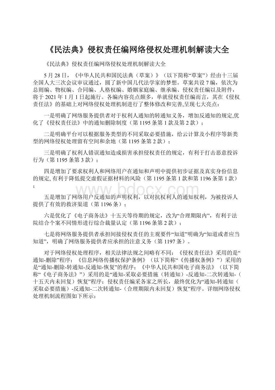 《民法典》侵权责任编网络侵权处理机制解读大全.docx_第1页