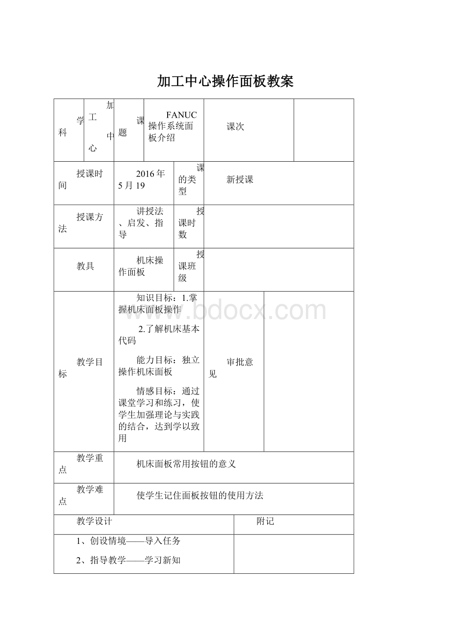 加工中心操作面板教案.docx