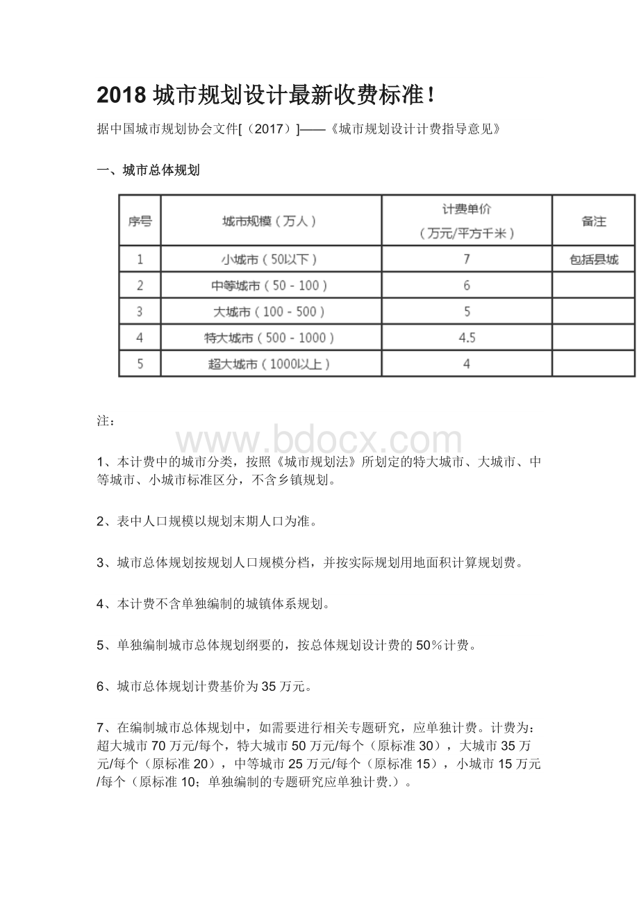 2018城市规划设计收费标准最新收费标准.doc