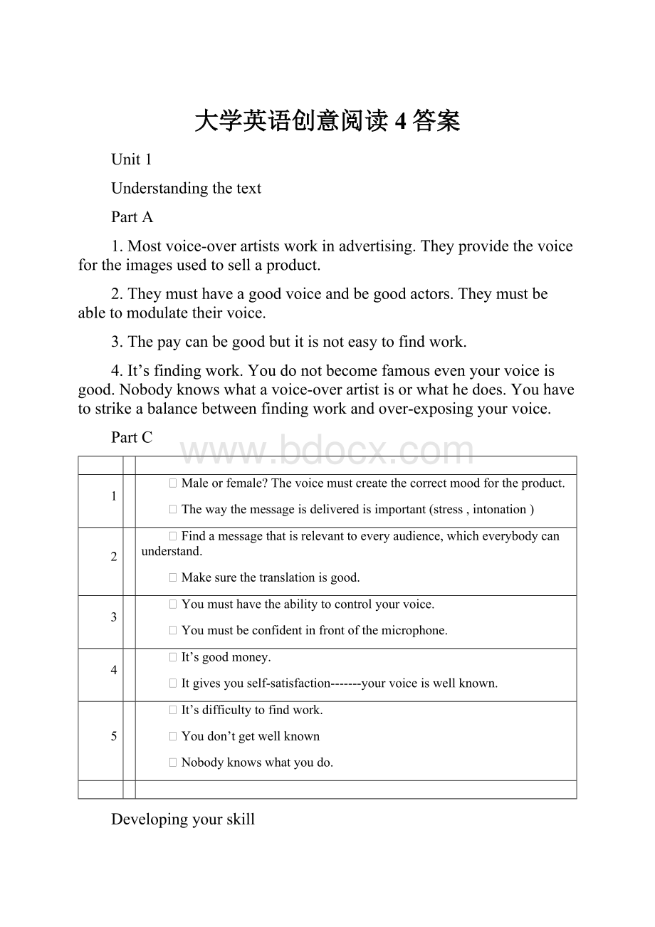 大学英语创意阅读4答案.docx_第1页