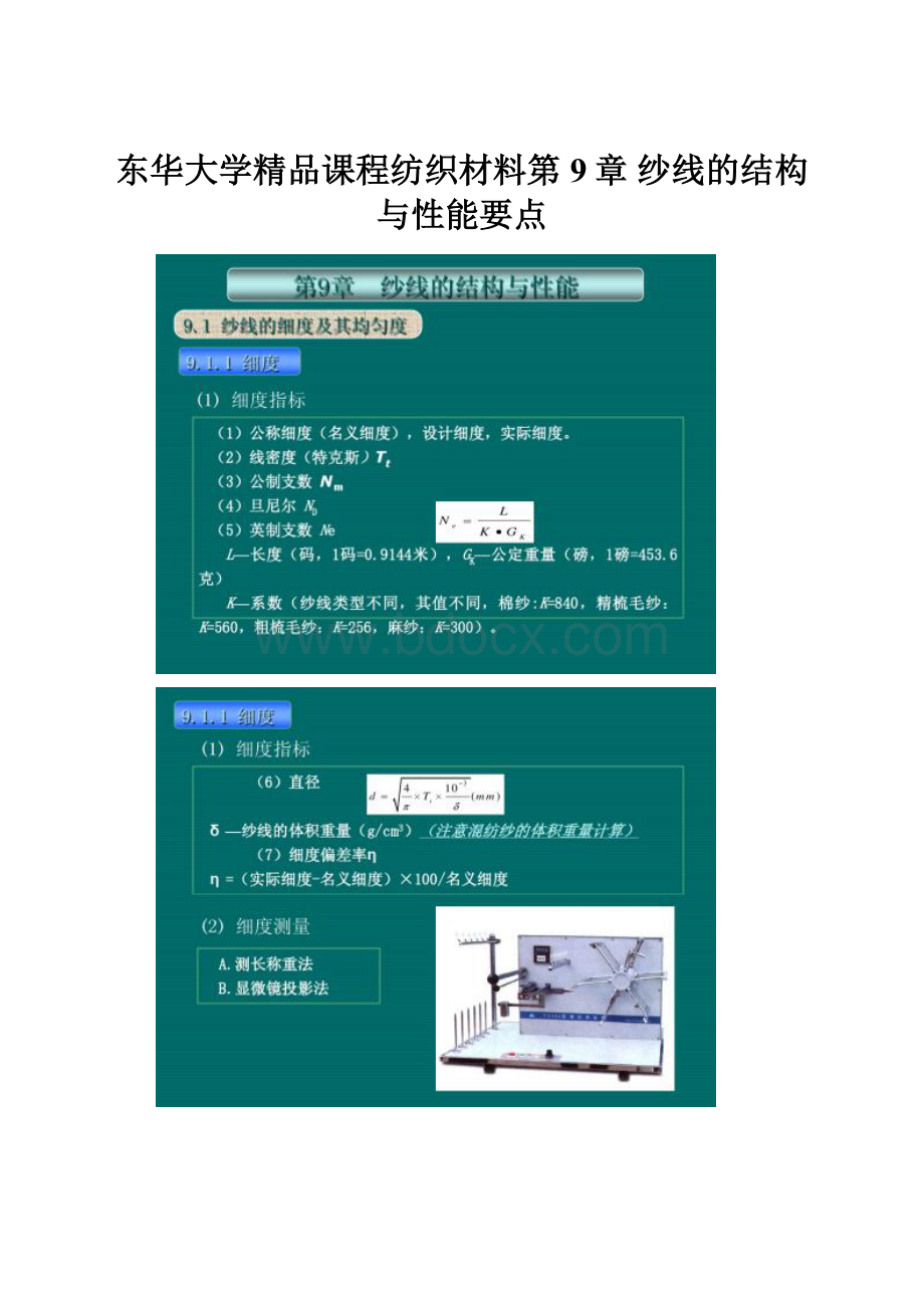 东华大学精品课程纺织材料第9章 纱线的结构与性能要点.docx