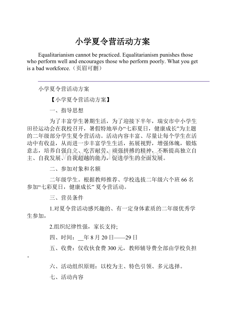 小学夏令营活动方案.docx