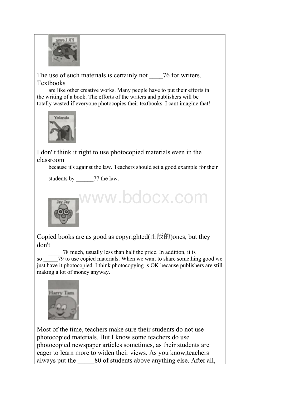 全国中考英语试题汇编完型填空含答案.docx_第3页