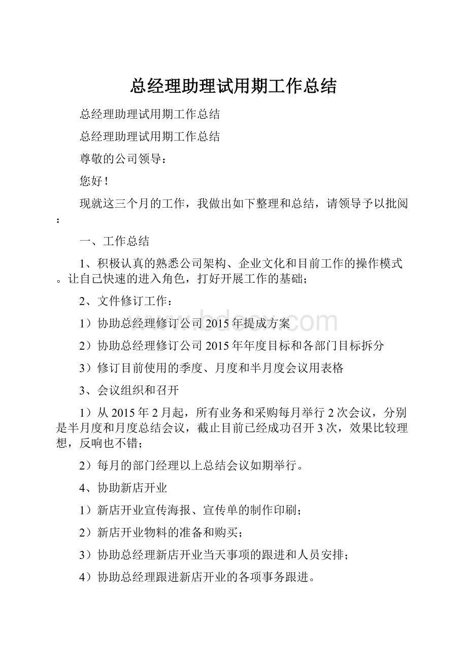 总经理助理试用期工作总结.docx_第1页