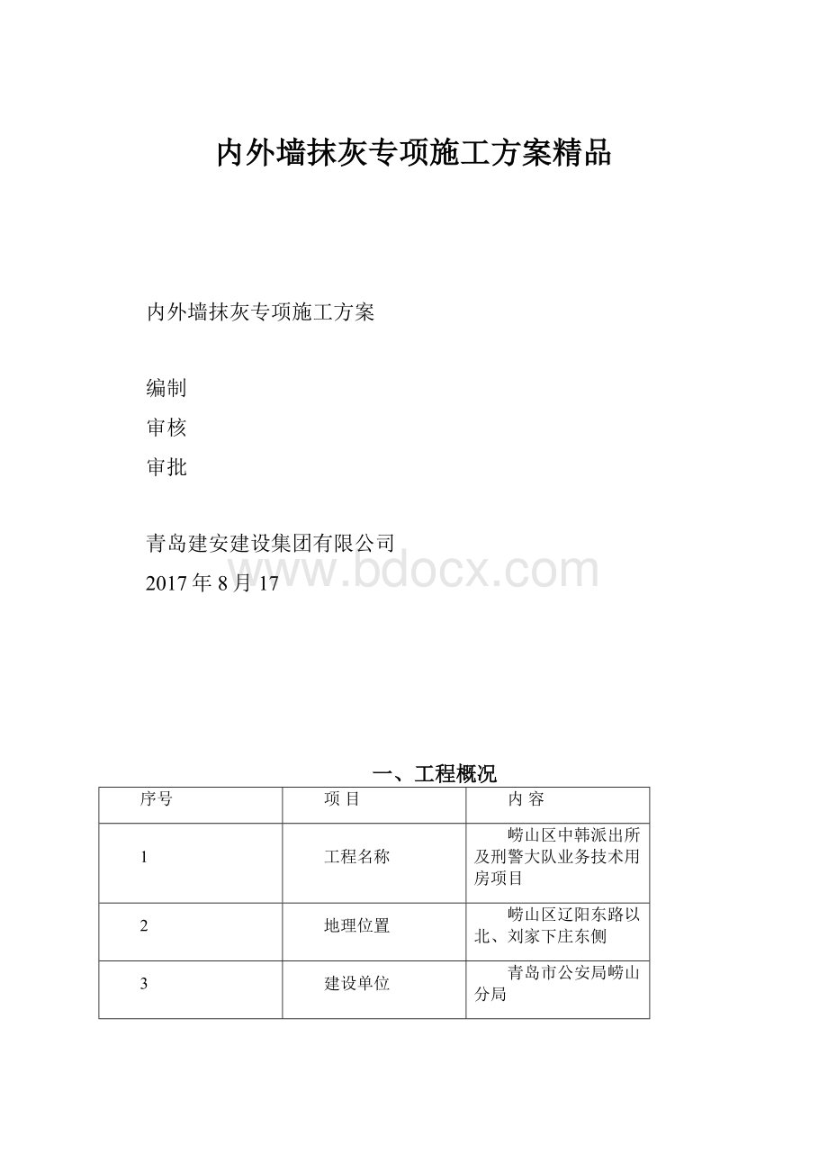 内外墙抹灰专项施工方案精品.docx