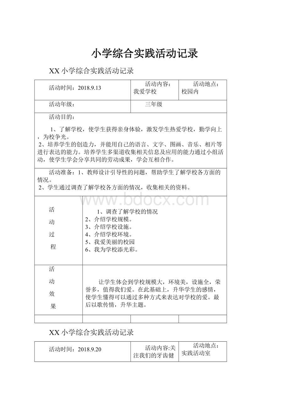 小学综合实践活动记录.docx