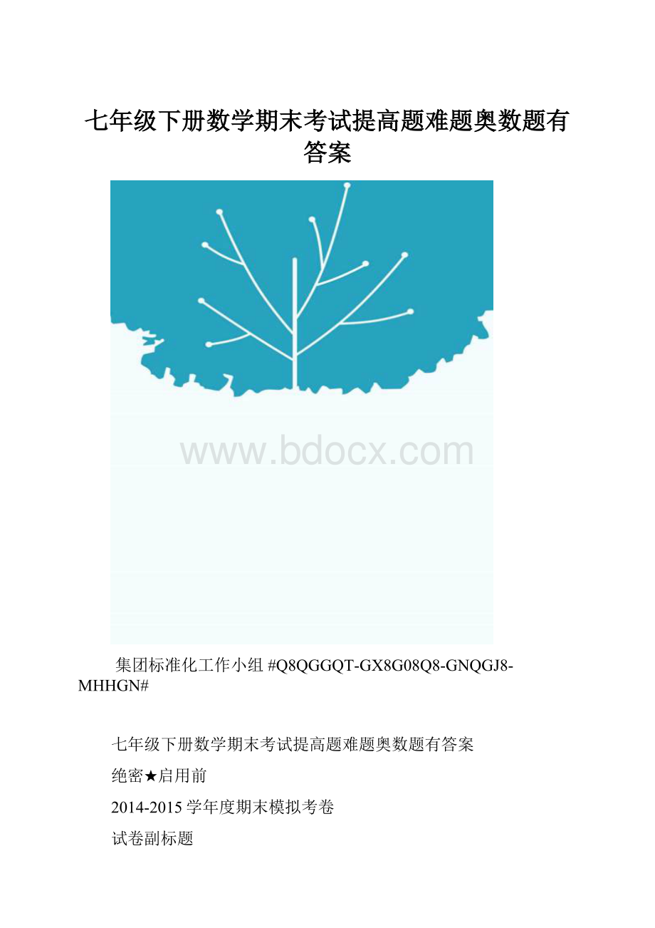 七年级下册数学期末考试提高题难题奥数题有答案.docx