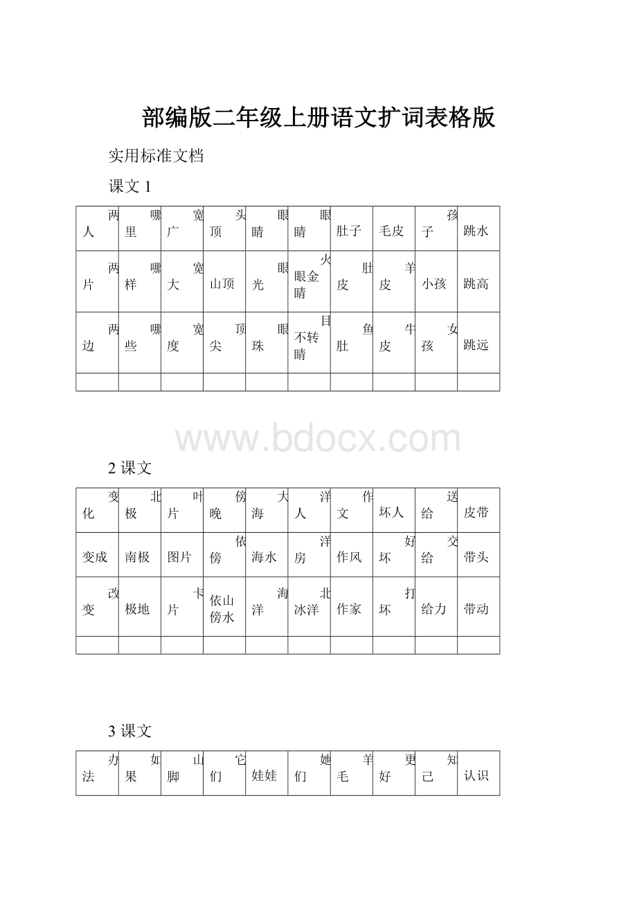 部编版二年级上册语文扩词表格版.docx_第1页