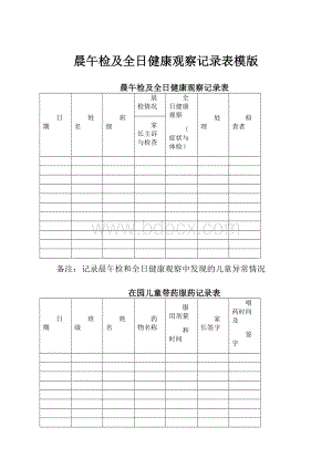 晨午检及全日健康观察记录表模版.docx