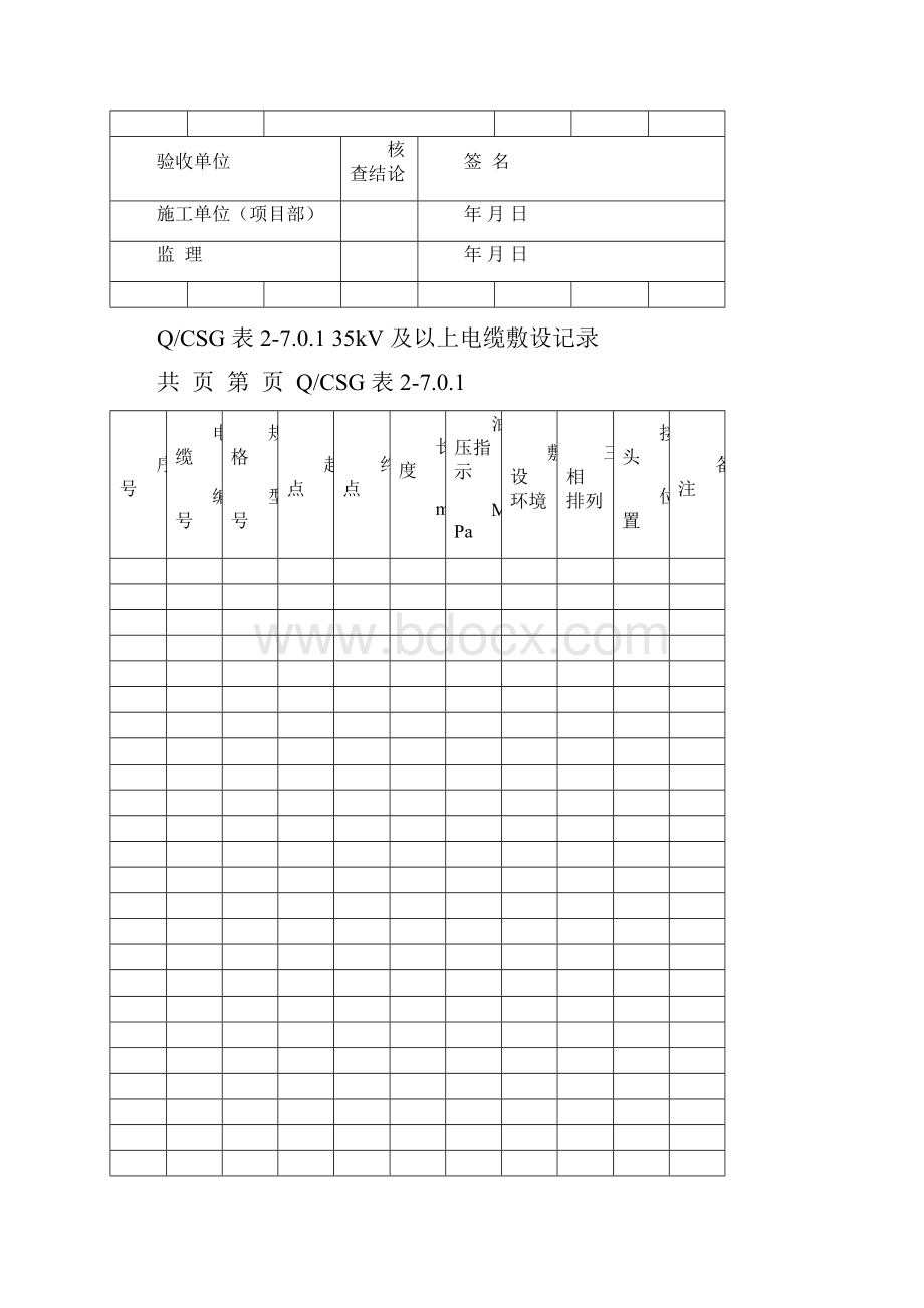 版全站电缆施工工程施工记录及质量验评表1.docx_第2页