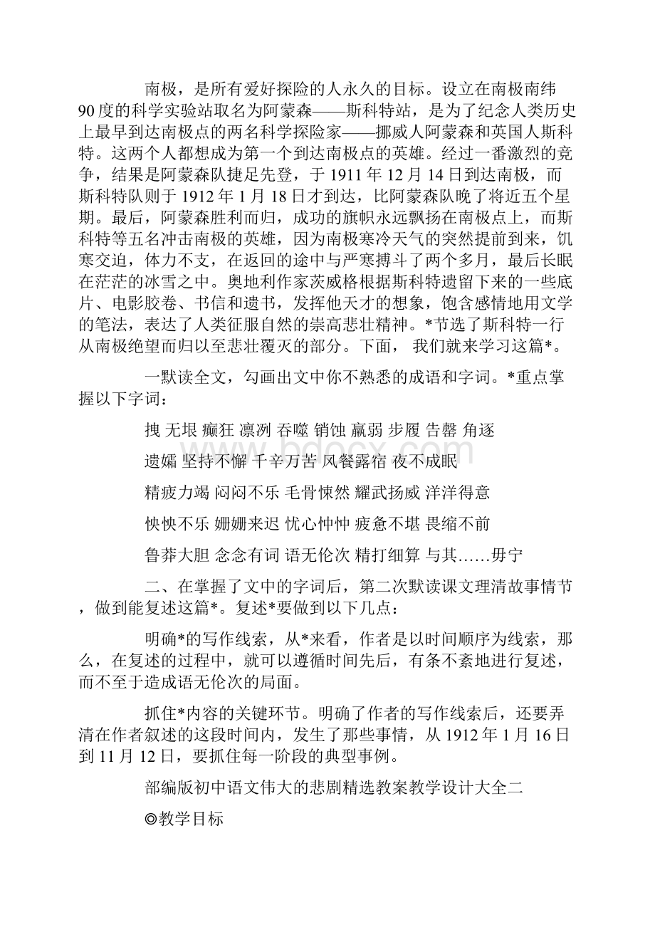 部编版初中语文伟大的悲剧精选教案教学设计大全.docx_第3页