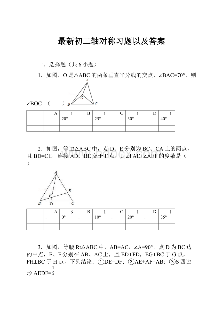 最新初二轴对称习题以及答案.docx