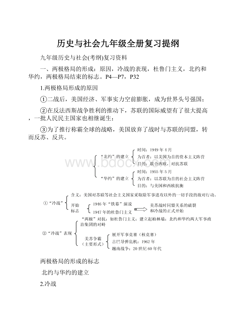 历史与社会九年级全册复习提纲.docx