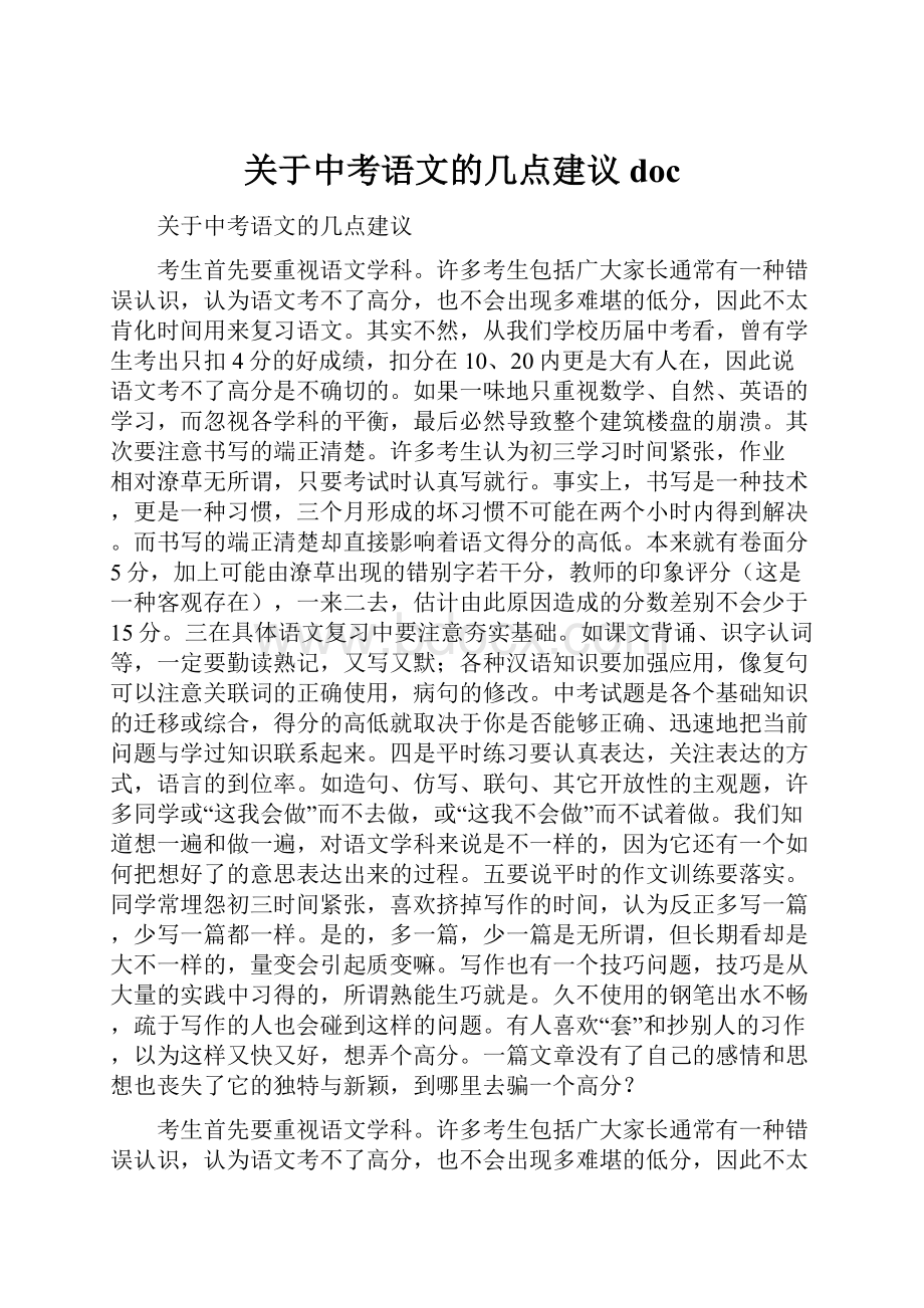 关于中考语文的几点建议doc.docx