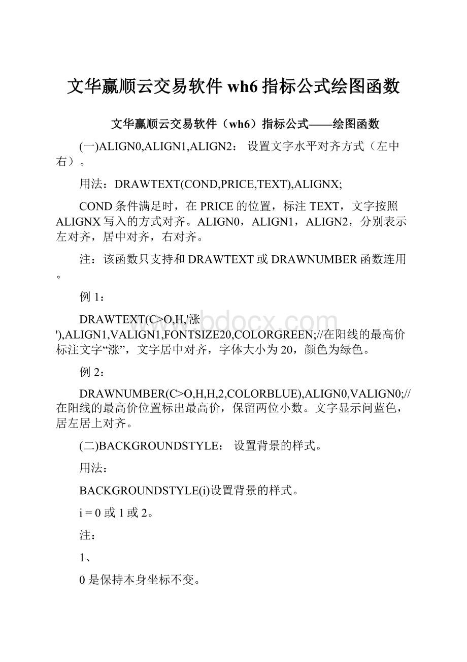 文华赢顺云交易软件wh6指标公式绘图函数.docx