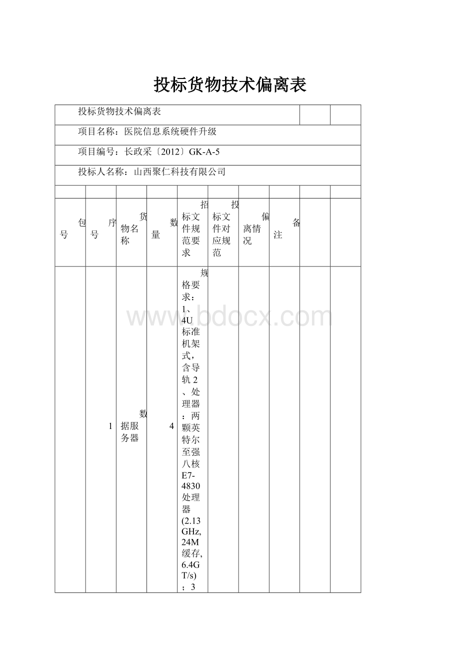 投标货物技术偏离表.docx