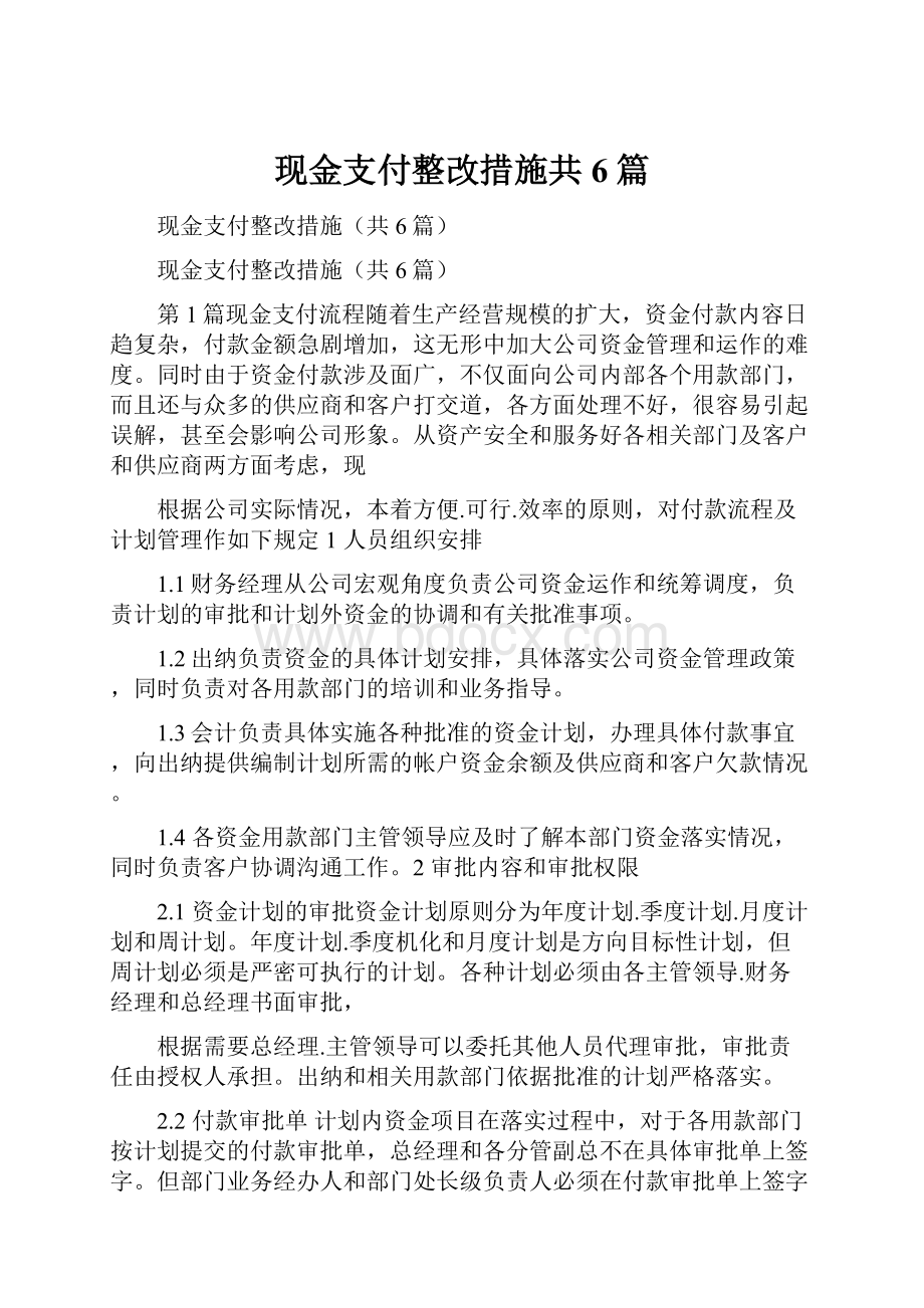 现金支付整改措施共6篇.docx_第1页