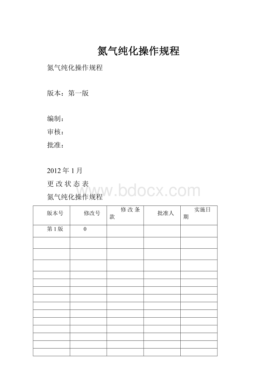 氮气纯化操作规程.docx_第1页