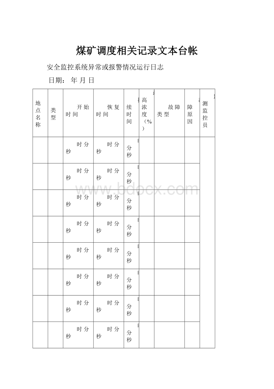 煤矿调度相关记录文本台帐.docx