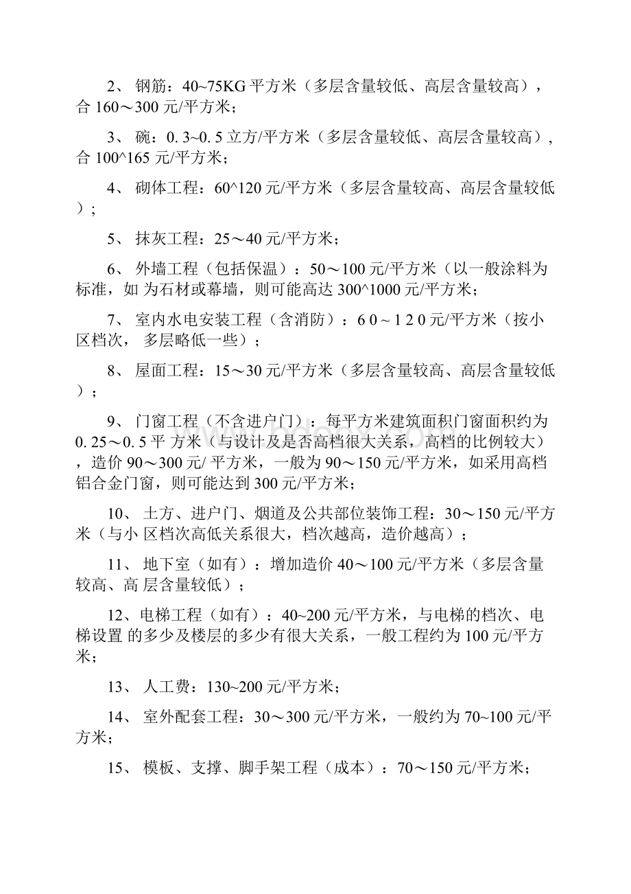 房地产行业成本分析及常用经验数据.docx_第2页