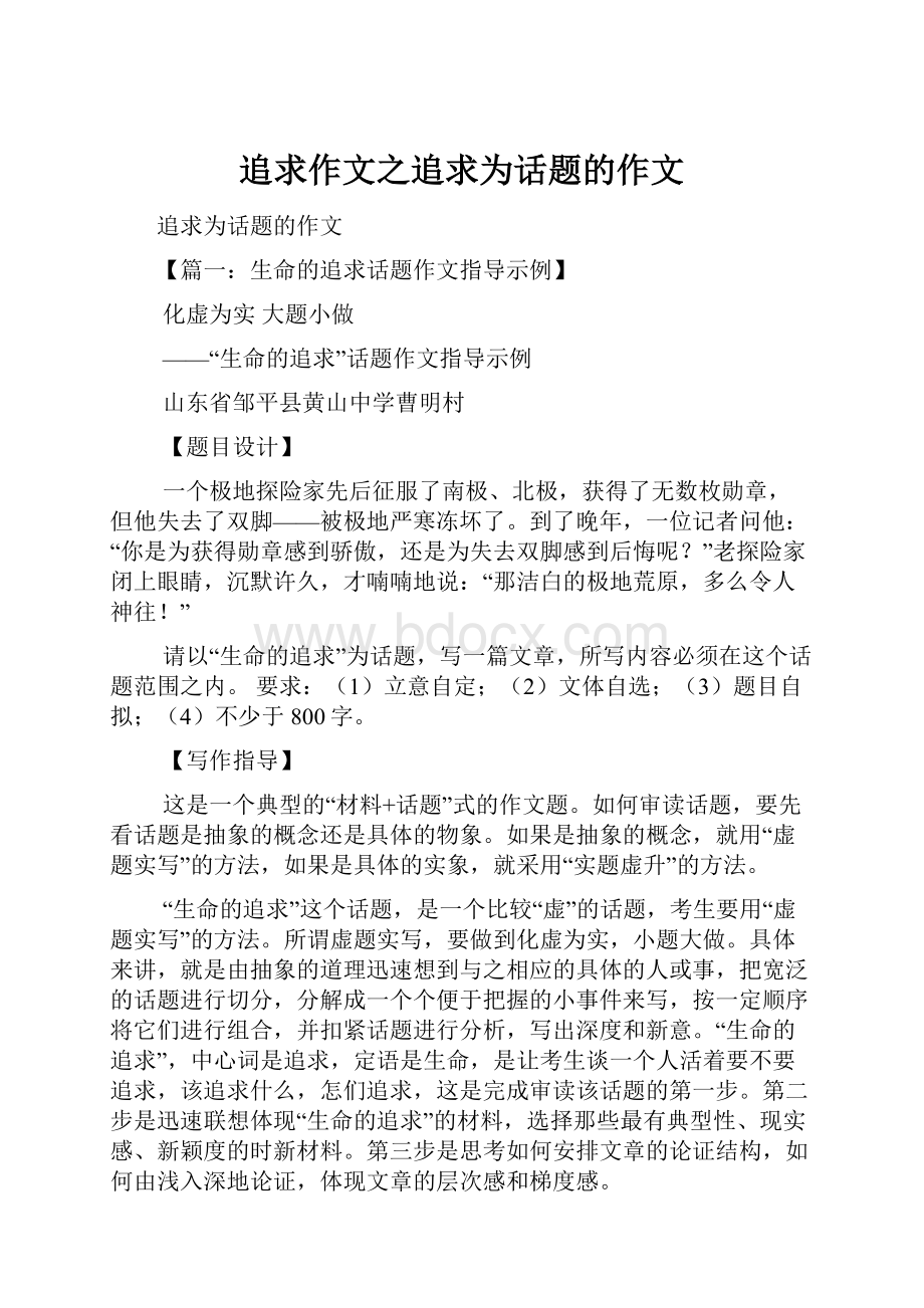 追求作文之追求为话题的作文.docx