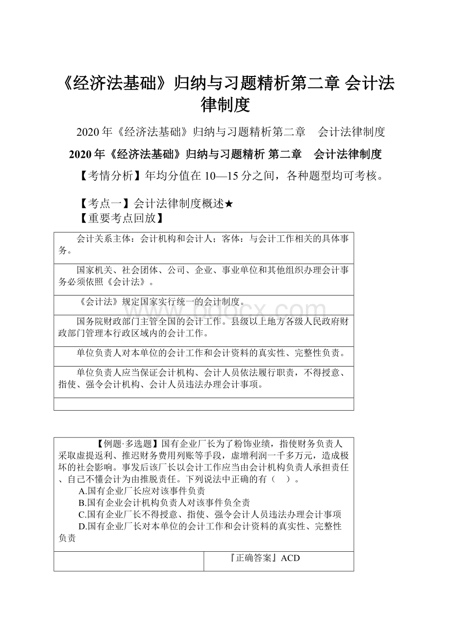 《经济法基础》归纳与习题精析第二章 会计法律制度.docx_第1页