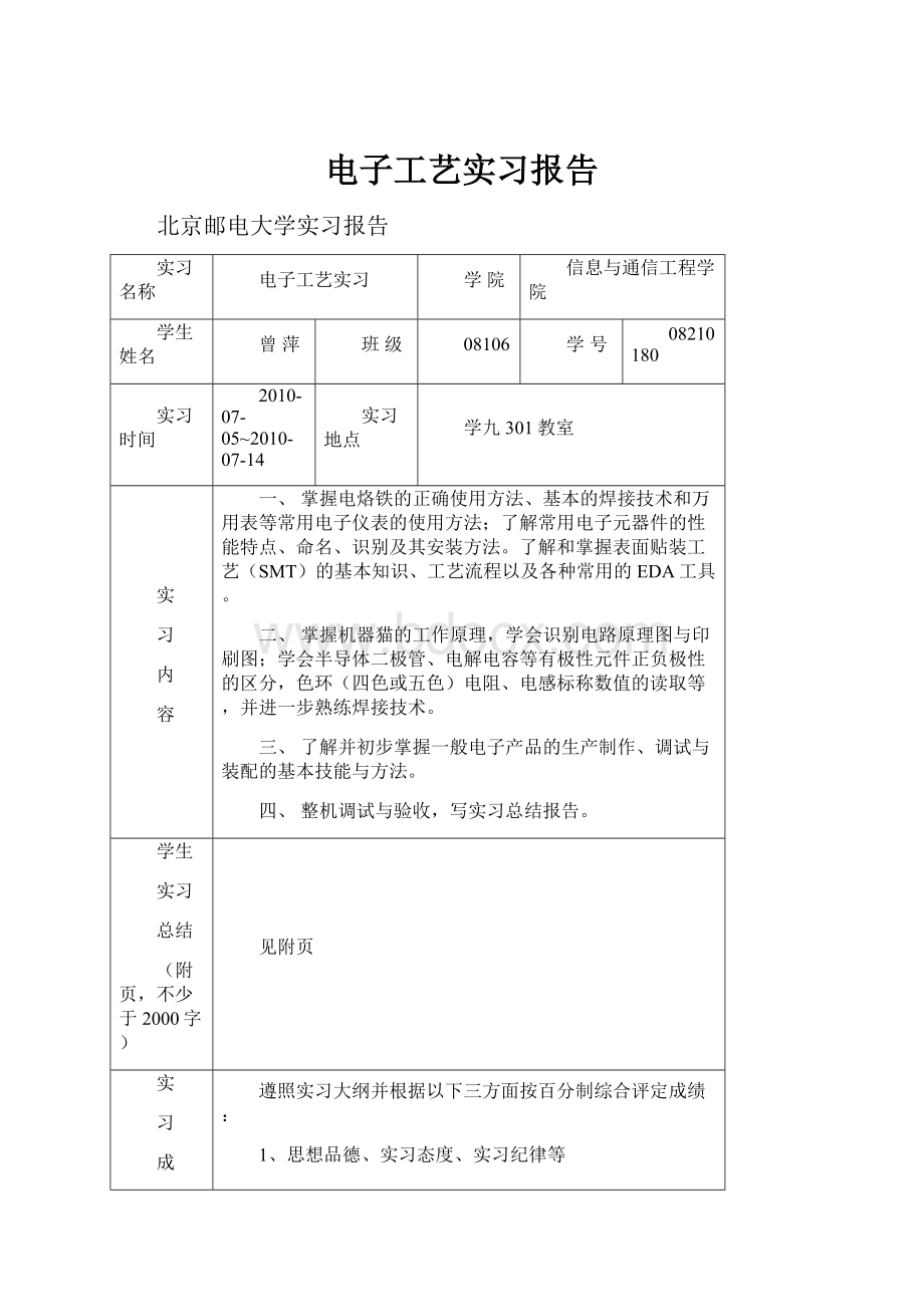 电子工艺实习报告.docx