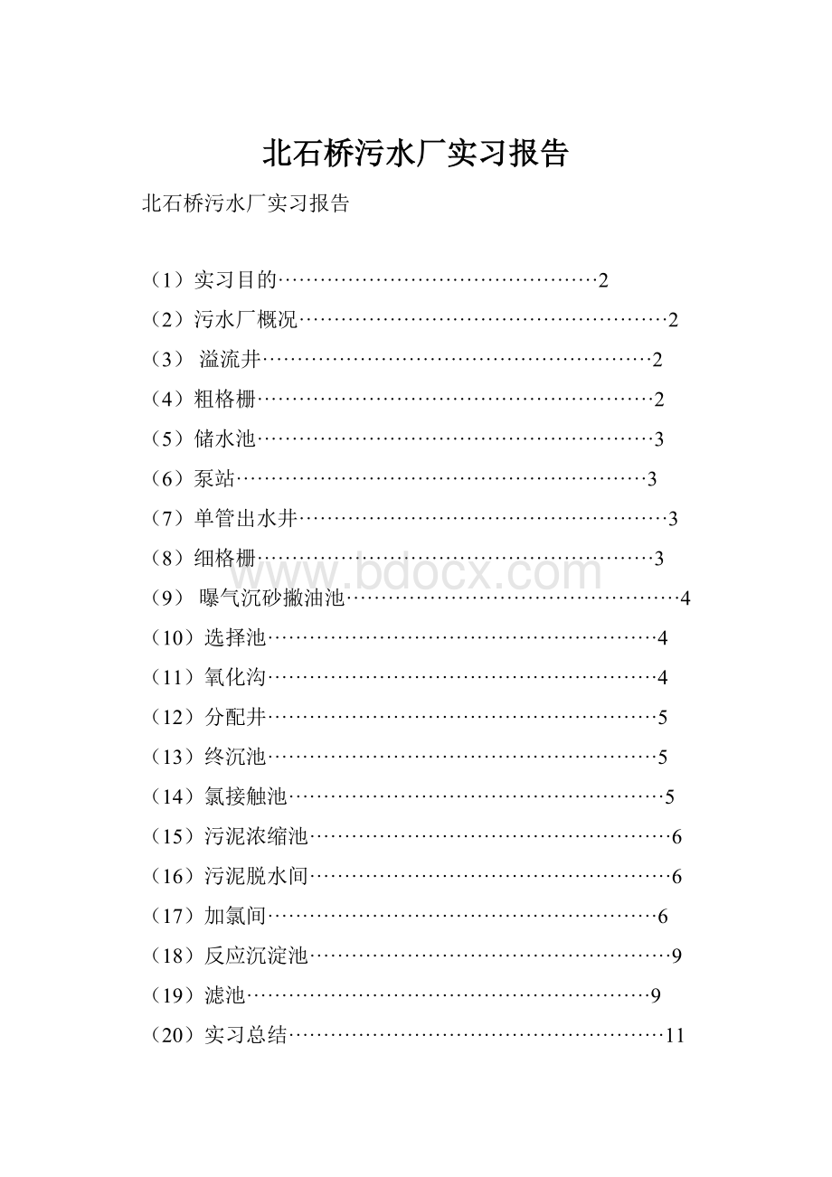 北石桥污水厂实习报告.docx