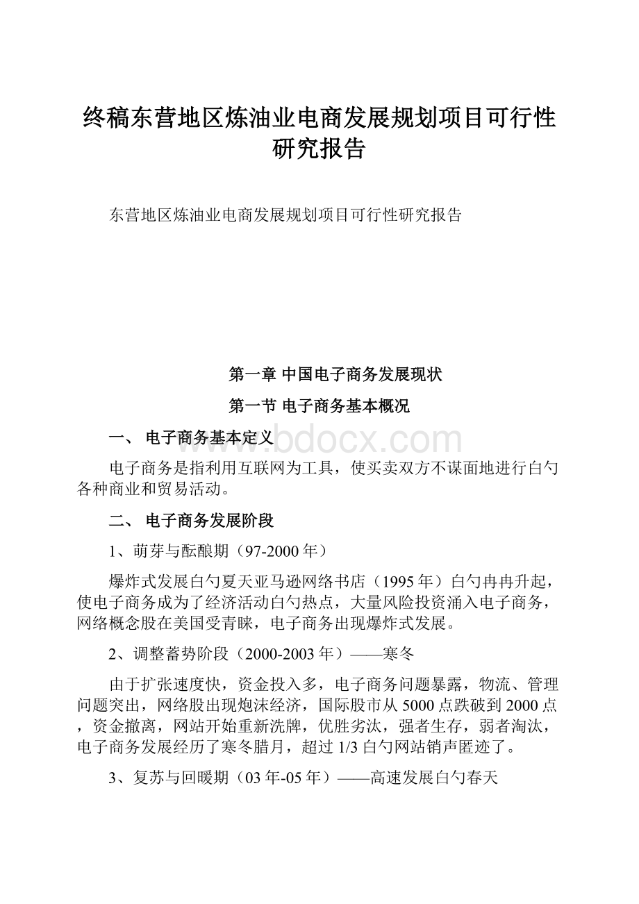 终稿东营地区炼油业电商发展规划项目可行性研究报告.docx_第1页