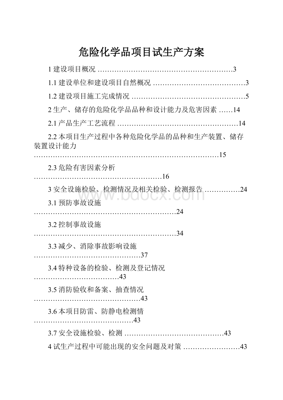 危险化学品项目试生产方案.docx_第1页