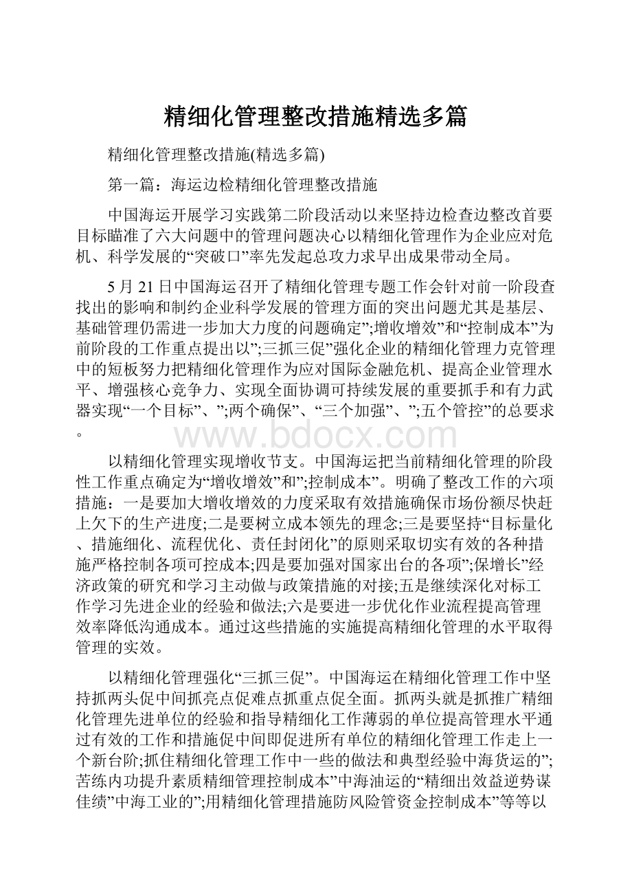 精细化管理整改措施精选多篇.docx