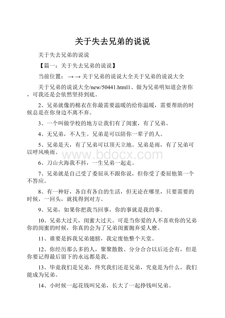 关于失去兄弟的说说.docx_第1页