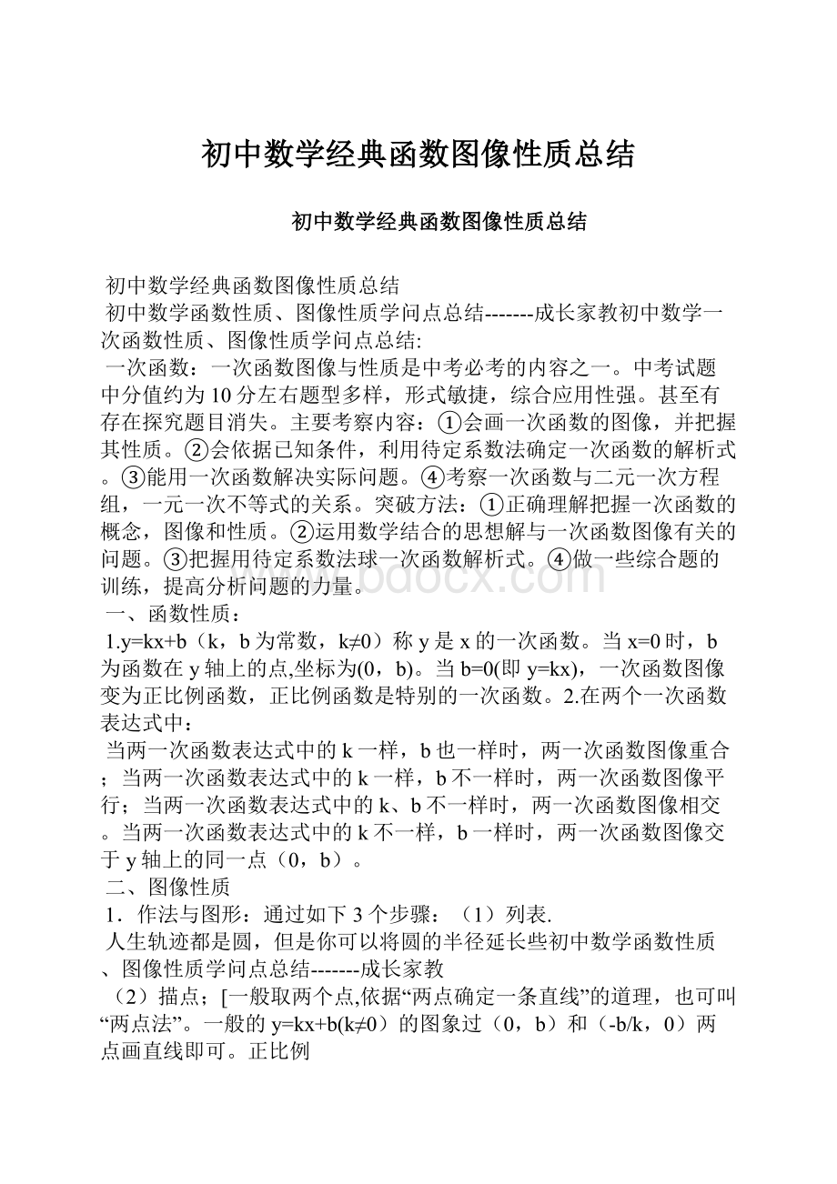 初中数学经典函数图像性质总结.docx_第1页