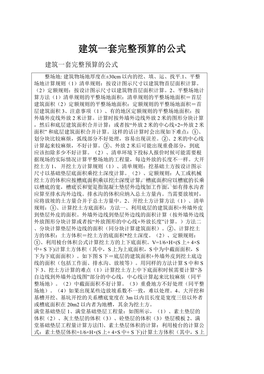 建筑一套完整预算的公式.docx