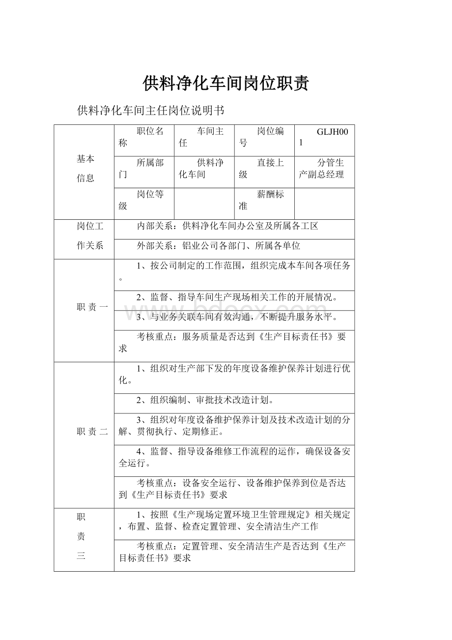 供料净化车间岗位职责.docx