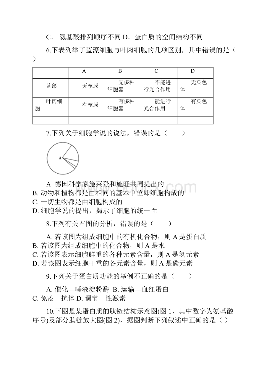 学年江苏省苏州市第五中学高一上学期期中考试生物试题Word版含答案.docx_第2页