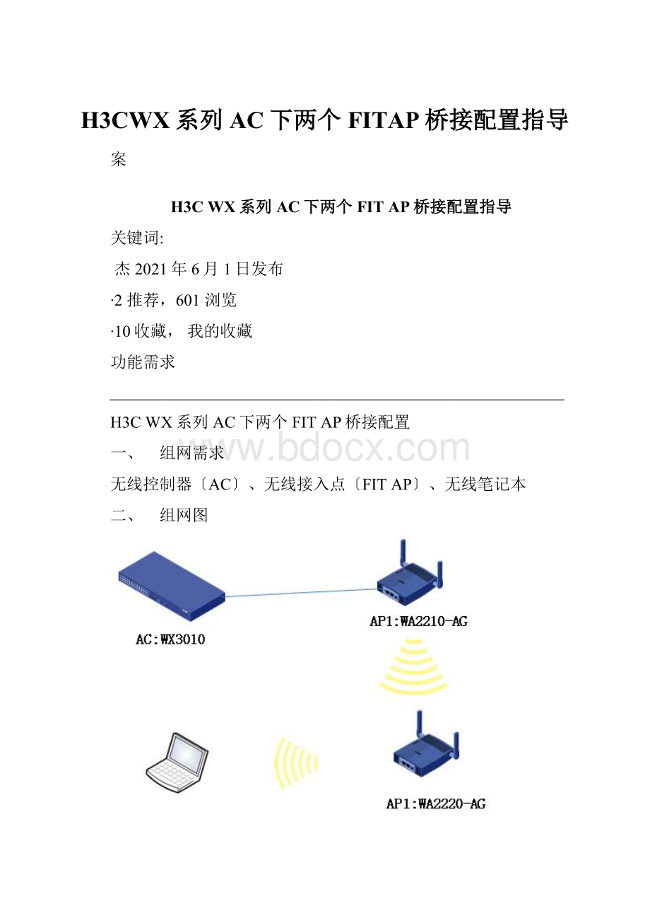 H3CWX系列AC下两个FITAP桥接配置指导.docx