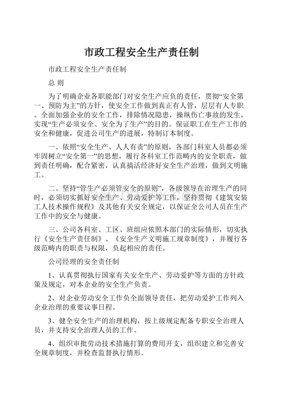 市政工程安全生产责任制.docx