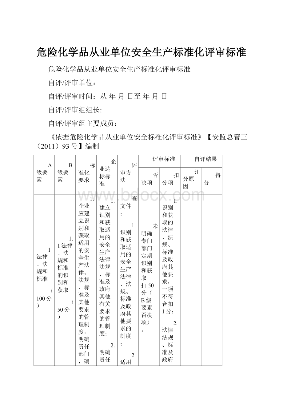 危险化学品从业单位安全生产标准化评审标准.docx