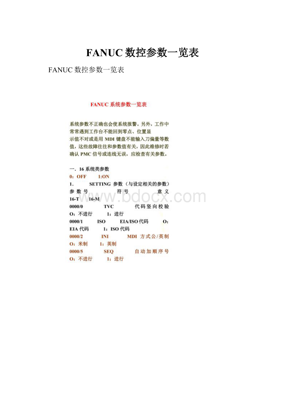 FANUC数控参数一览表.docx