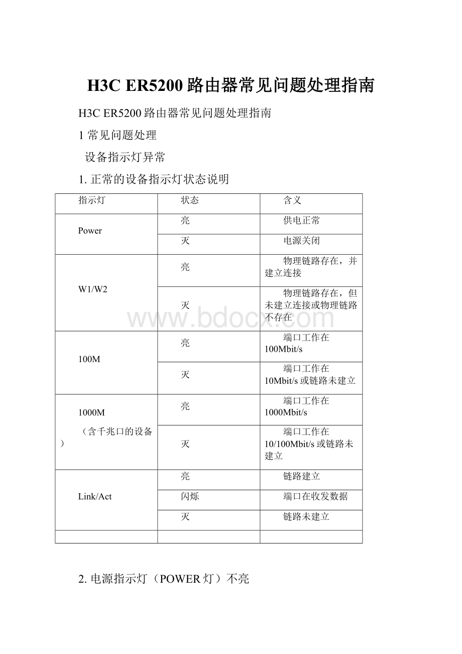 H3C ER5200路由器常见问题处理指南.docx_第1页