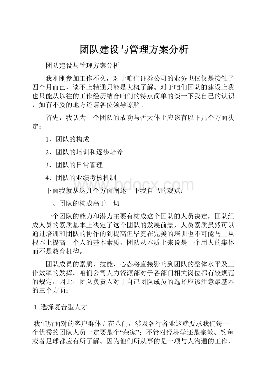 团队建设与管理方案分析.docx