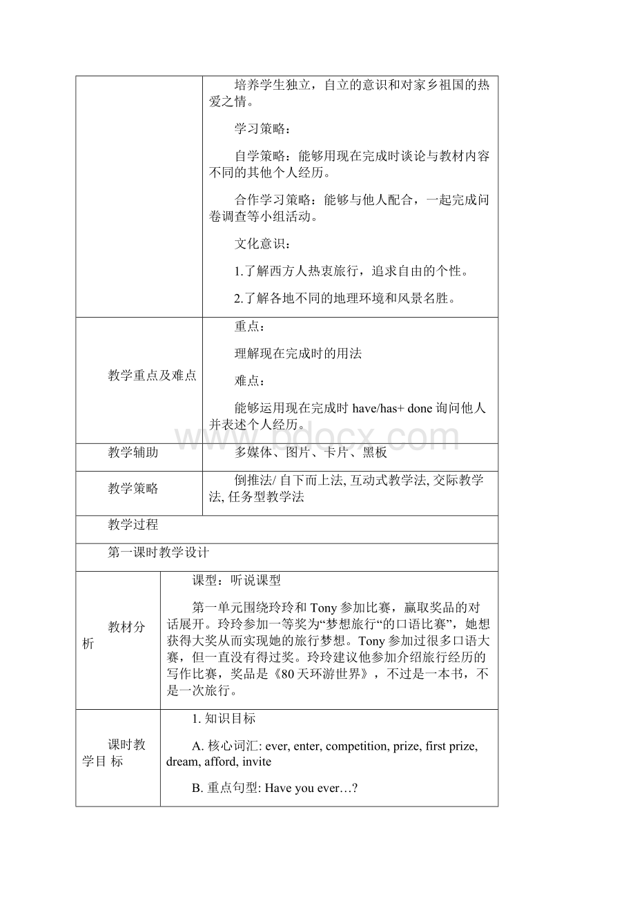 外研版英语新标准八年级下册《Module 2 Experiences》教学设计.docx_第2页