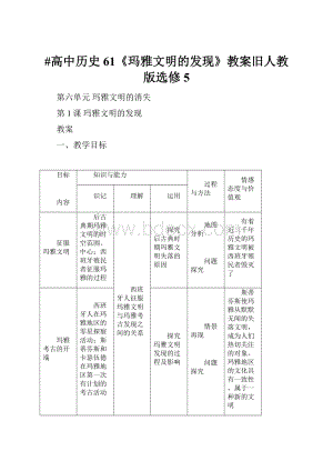 #高中历史61《玛雅文明的发现》教案旧人教版选修5.docx