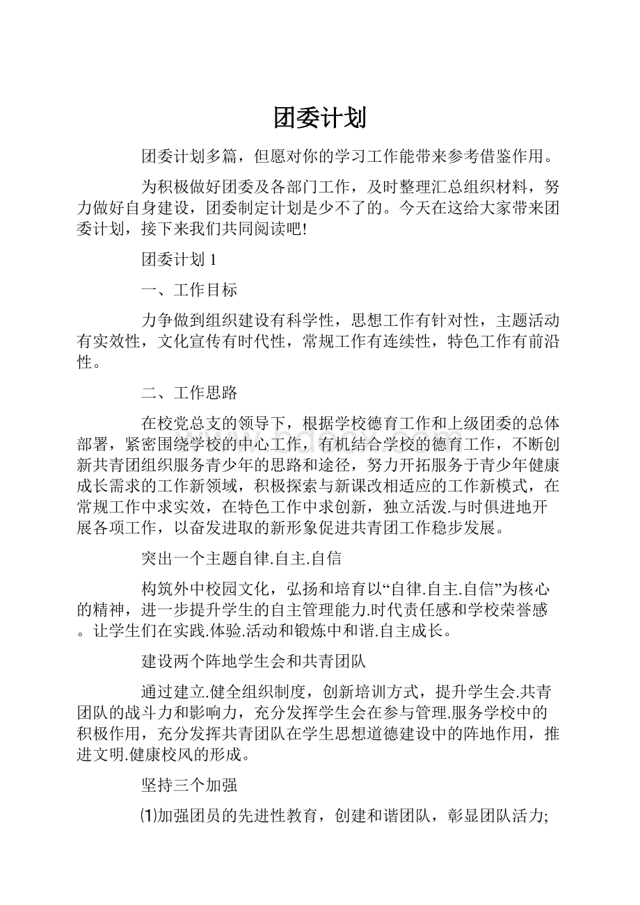 团委计划.docx_第1页